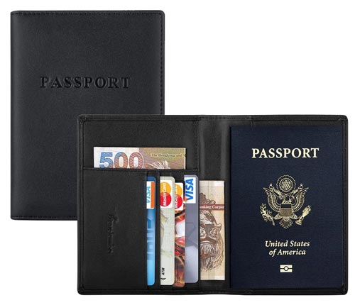 Travelambo Travel Wallet Passport Holder Wallet RFID Blocking Credit Card Holders for Men & Women 